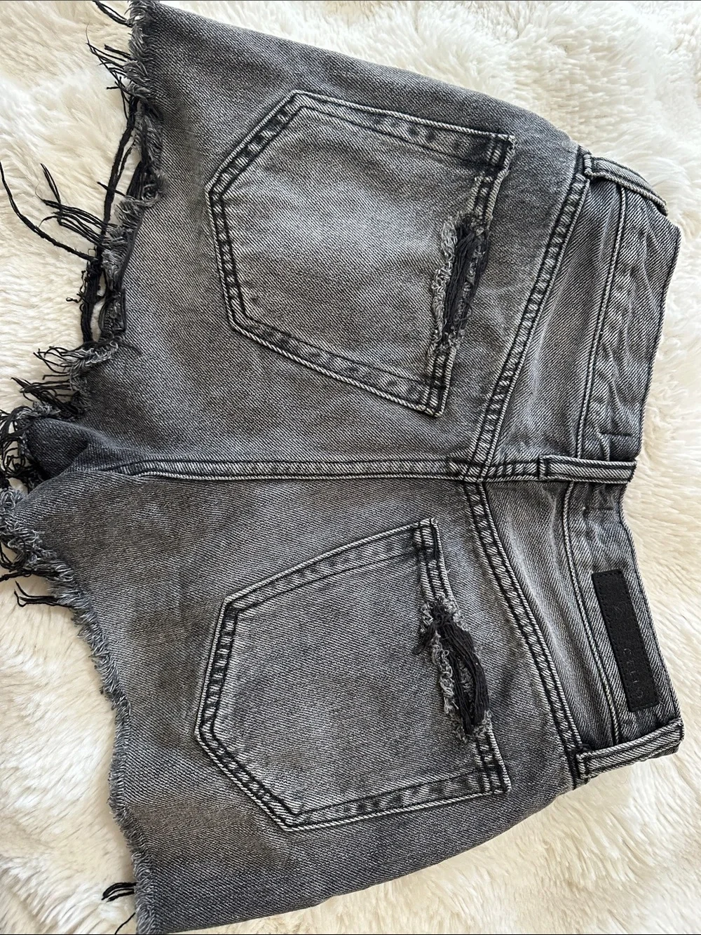 Cello Black Frayed Hem Distressed Denim Shorts